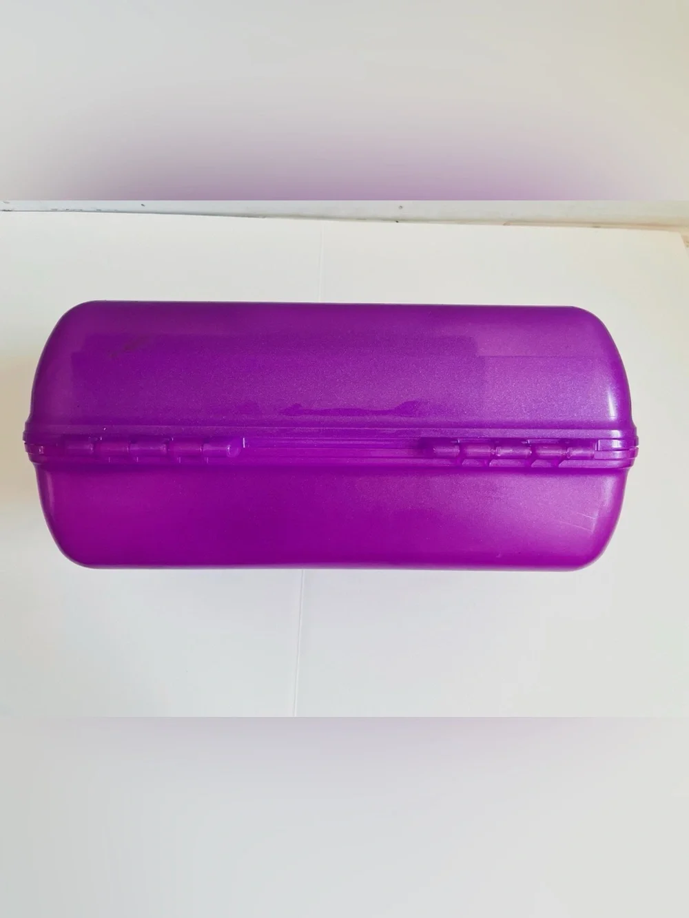 Vintage 90s Retro Caboodles Makeup Case Purple Shimmer Organizer Box Mirror USA